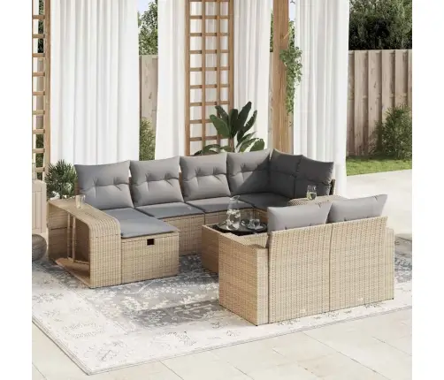 11-Daļīgs Dārza Dīvāna Komplekts, Matrači, Bēša Pe Rotangpalma Vidaxl