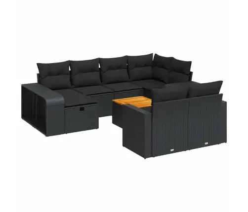 Sodo Komplektas Su Pagalvėlėmis, 11 Dalių, Juodas, Poliratanas