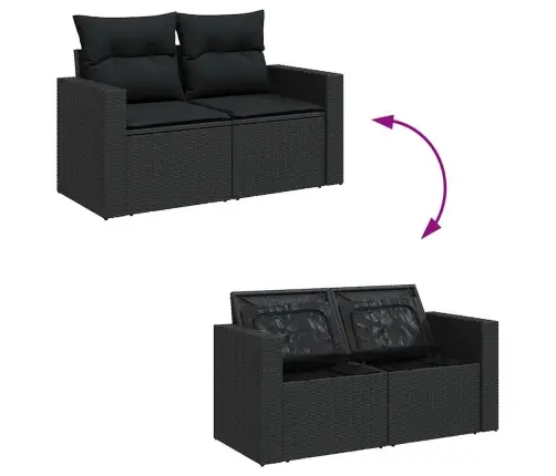 Sodo Komplektas Su Pagalvėlėmis, 11 Dalių, Juodas, Poliratanas