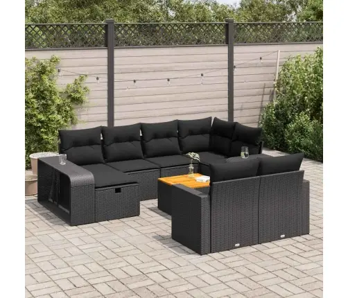 Sodo Komplektas Su Pagalvėlėmis, 11 Dalių, Juodas, Poliratanas