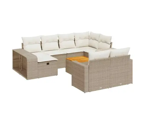 Sodo Komplektas Su Pagalvėlėmis, 11 Dalių, Smėlio, Poliratanas