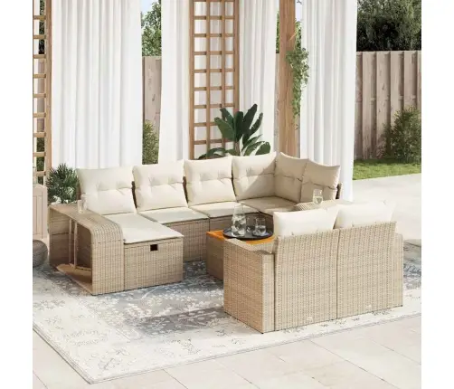 Sodo Komplektas Su Pagalvėlėmis, 11 Dalių, Smėlio, Poliratanas