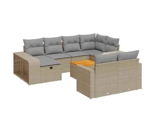 11-Daļīgs Dārza Dīvāna Komplekts, Matrači, Bēša Pe Rotangpalma Vidaxl