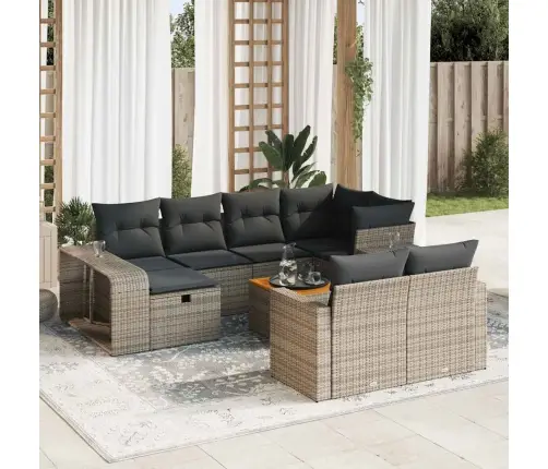 Sodo Komplektas Su Pagalvėlėmis, 11 Dalių, Pilkas, Poliratanas