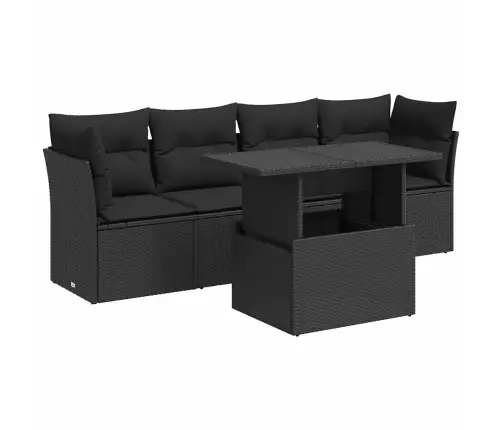 5-Osaline Aiadiivanikomplekt Patjadega, Must, Polürotang