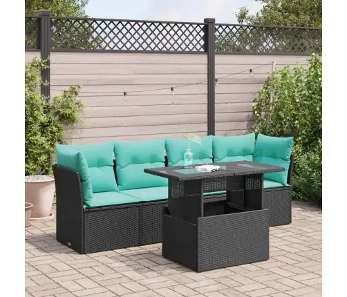 5-Daļīgs Dārza Dīvānu Komplekts, Matrači, Melna Pe Rotangpalma Vidaxl