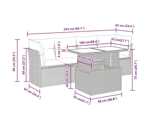 5-Daļīgs Dārza Dīvāna Komplekts, Matrači, Bēša Pe Rotangpalma Vidaxl
