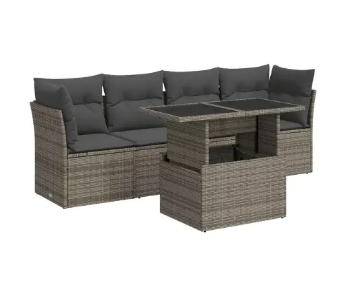 Sofos Komplektas Su Pagalvėlėmis, 5 Dalių, Pilkas, Poliratanas