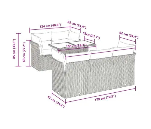 6-Osaline Aiadiivani Komplekt Patjadega, Must, Polürotang