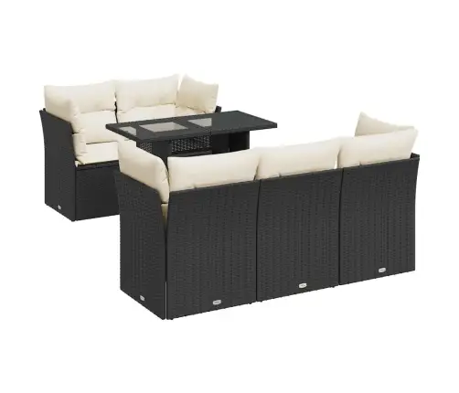 6-Daļīgs Dārza Dīvāna Komplekts, Matrači, Melna Pe Rotanpalma Vidaxl