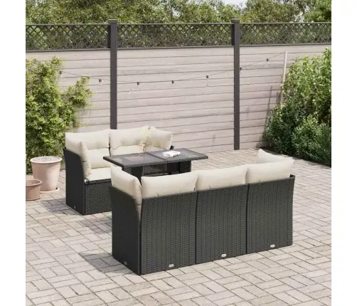 6-Daļīgs Dārza Dīvāna Komplekts, Matrači, Melna Pe Rotanpalma Vidaxl