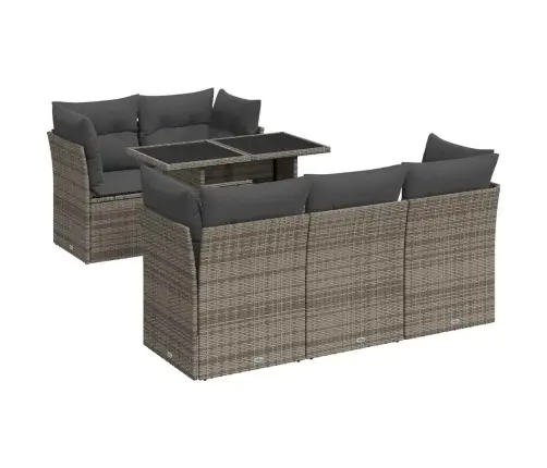 6-Daļīgs Dārza Dīvāna Komplekts Ar Matračiem, Pelēks Pe Pinums Vidaxl