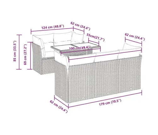 6-Daļīgs Dārza Dīvāna Komplekts Ar Matračiem, Pelēks Pe Pinums Vidaxl