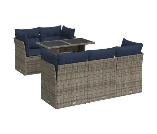 6-Daļīgs Dārza Dīvāna Komplekts, Matrači, Pelēka Pe Rotangpalma Vidaxl