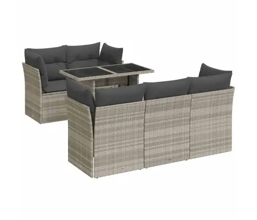 Sofos Komplektas Su Pagalvėlėmis, 6 Dalių, Pilkas, Poliratanas