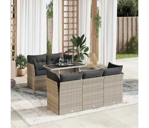 Sofos Komplektas Su Pagalvėlėmis, 6 Dalių, Pilkas, Poliratanas