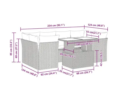 7-Daļīgs Dārza Dīvāna Komplekts Ar Matračiem, Melna Pe Vidaxl