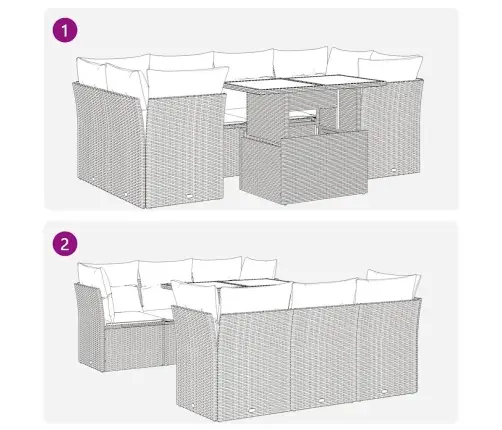 7-Daļīgs Dārza Dīvāna Komplekts Ar Matračiem, Melna Pe Vidaxl