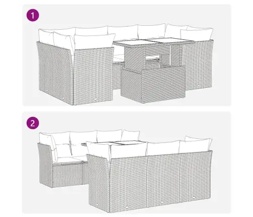 Sofos Komplektas Su Pagalvėlėmis, 7 Dalių, Juodas, Poliratanas