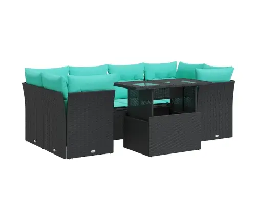 7-Osaline Aiadiivani Komplekt Patjadega, Must, Rotang/Akaatsia