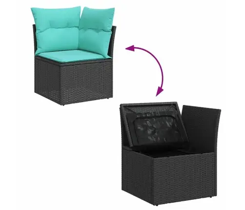 7-Osaline Aiadiivani Komplekt Patjadega, Must, Rotang/Akaatsia