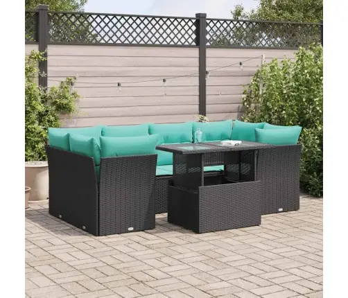 7-Osaline Aiadiivani Komplekt Patjadega, Must, Rotang/Akaatsia