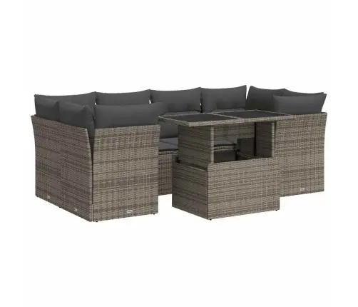 7-Daļīgs Dārza Dīvāna Komplekts, Matrači, Pelēka Pe Rotangpalma Vidaxl