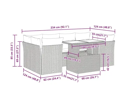 Sodo Komplektas Su Pagalvėlėmis, 7 Dalių, Poliratanas/Akacija