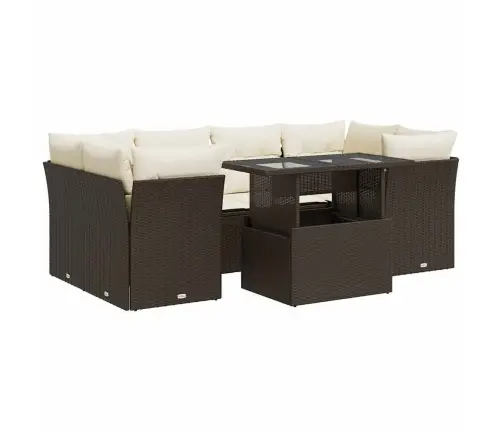 Sofos Komplektas Su Pagalvėlėmis, 7 Dalių, Rudas, Poliratanas