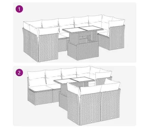 8-Daļīgs Dārza Dīvāna Komplekts, Matrači, Melna Pe Rotangpalma Vidaxl