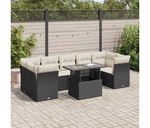 8-Daļīgs Dārza Dīvāna Komplekts, Matrači, Melna Pe Rotangpalma Vidaxl