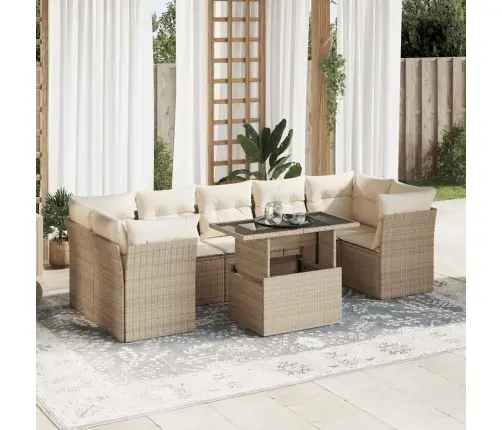 8-Daļīgs Dārza Dīvāna Komplekts, Matrači, Bēša Pe Rotangpalma Vidaxl