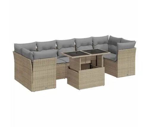 8-Osaline Aiadiivani Komplekt Patjadega, Beež, Polürotang