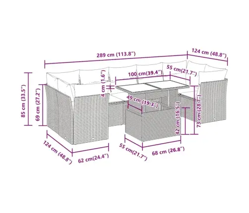 8-Osaline Aiadiivani Komplekt Patjadega, Beež, Polürotang