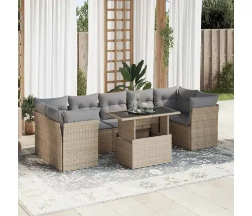 8-Osaline Aiadiivani Komplekt Patjadega, Beež, Polürotang