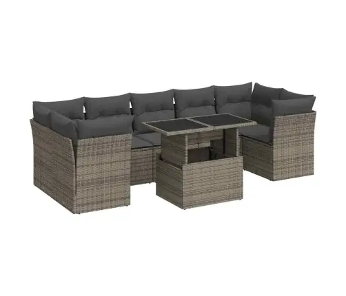 8-Daļīgs Dārza Dīvāna Komplekts Ar Matračiem, Pelēks Pe Pinums Vidaxl