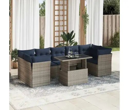 8-Osaline Aiadiivani Komplekt Patjadega, Hall, Rotang/Akaatsia