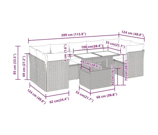 Sodo Komplektas Su Pagalvėlėmis, 8 Dalių, Pilkas, Poliratanas