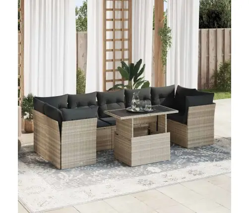 Sodo Komplektas Su Pagalvėlėmis, 8 Dalių, Pilkas, Poliratanas