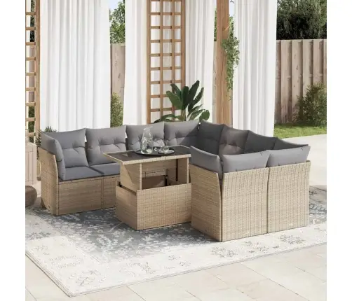 9-Osaline Aiadiivani Komplekt Patjadega, Beež, Polürotang