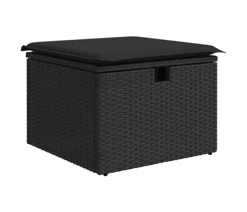 Sofos Komplektas Su Pagalvėlėmis, 6 Dalių, Juodas, Poliratanas