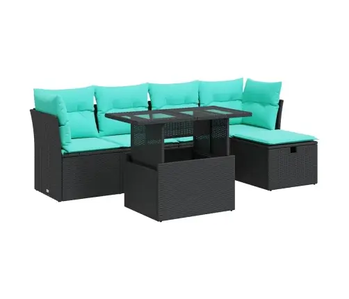 6-Daļīgs Dārza Dīvāna Komplekts, Matrači, Melna Pe Rotangpalma Vidaxl