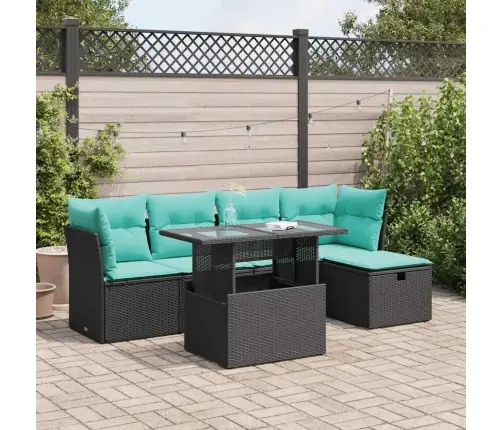 6-Daļīgs Dārza Dīvāna Komplekts, Matrači, Melna Pe Rotangpalma Vidaxl