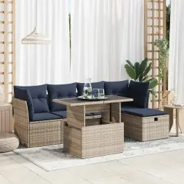 6-Osaline Aiadiivani Komplekt Patjadega, Hall, Rotang/Akaatsia