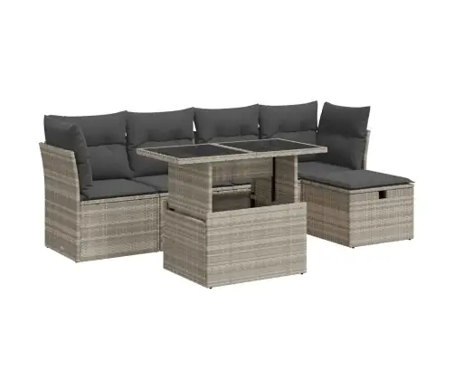 Sofos Komplektas Su Pagalvėlėmis, 6 Dalių, Pilkas, Poliratanas