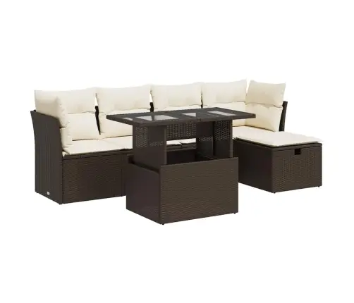 6-Daļīgs Dārza Dīvānu Komplekts, Matrači, Brūna Pe Rotangpalma Vidaxl