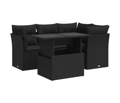 5-Daļīgs Dārza Dīvāna Komplekts Ar Matračiem, Pe Rotangpalma Vidaxl