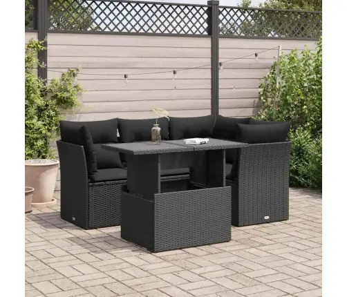 5-Daļīgs Dārza Dīvāna Komplekts Ar Matračiem, Pe Rotangpalma Vidaxl