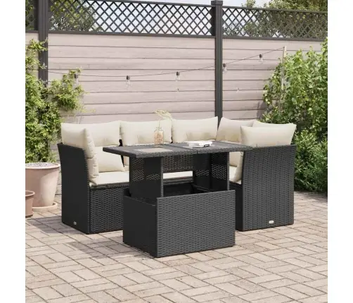 5-Daļīgs Dārza Dīvāna Komplekts Ar Matračiem, Pe Rotangpalma Vidaxl