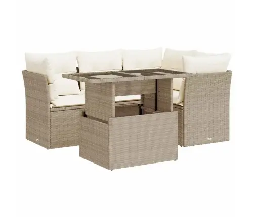 5-Osaline Aiadiivani Komplekt Patjadega, Beež, Polürotang